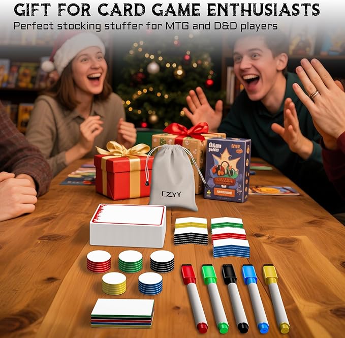 All-in-One Dry Erase MTG Tokens Gift Bundles - 50 Reusable Proxy Cards + 75 Blank Acrylic Counters & Tags Set with 5 Color-Coded Markers for TCG Players, Commander Decks & D&D