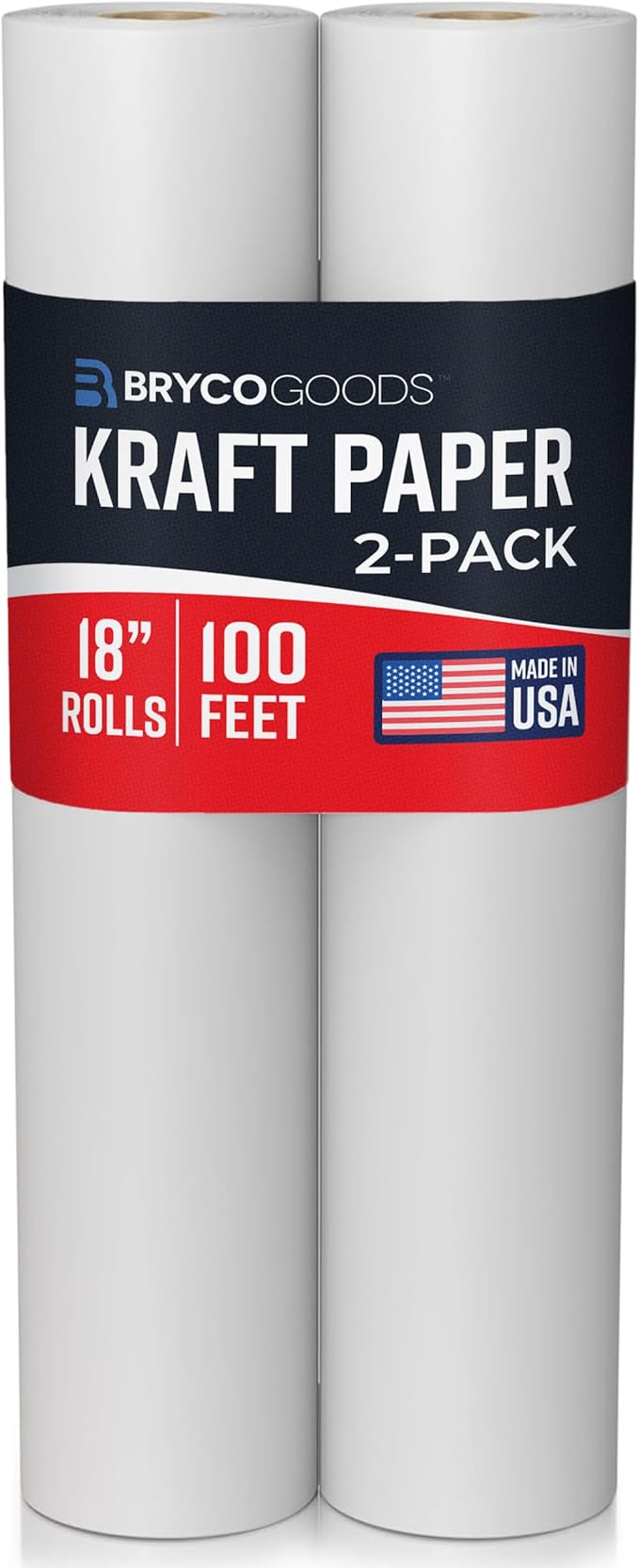 Bryco Goods 18”x1200” White Kraft Paper Roll by BrycoGoods