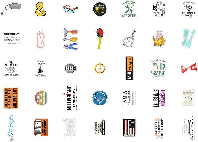 100Pcs Millwright Stickers for Hard Hat for Water Bottle and Laptop - Image 4