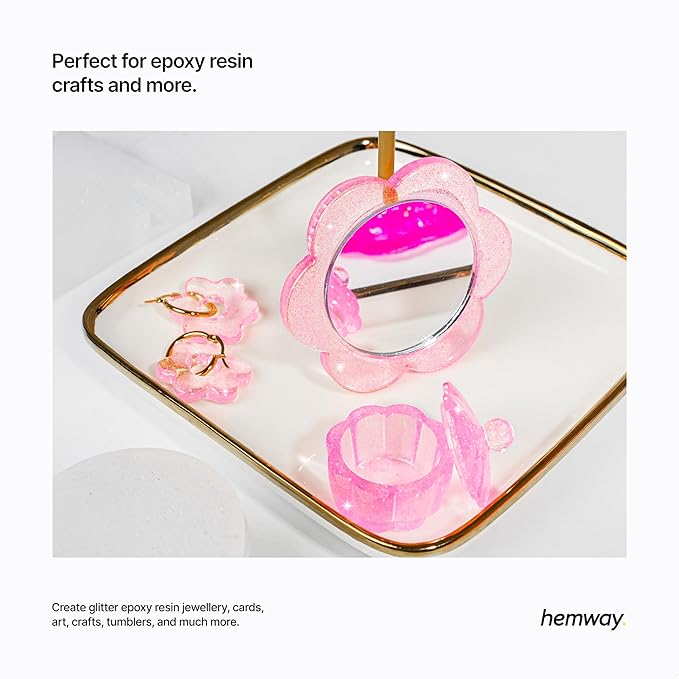 Hemway Polyurethane & Epoxy Resin Glitter 100g / 3.5oz Metallic Crystal Flake Additive for Flooring Jewelry Tumblers Glass Pigment - Microfine (1/256" 0.004" 0.1mm) - Baby Pink Iridescent