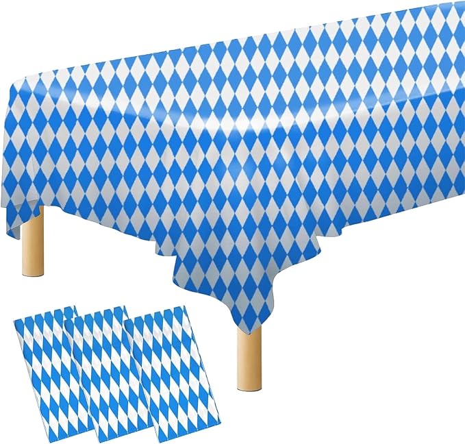 Iceyyyy 3 Pieces Oktoberfest Tablecloths-Blue and White Checkered Table Cloths by Iceyyyy