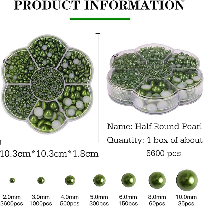 5600PCS Half Round Pearls Flatback Imitation Pearls - Image 2