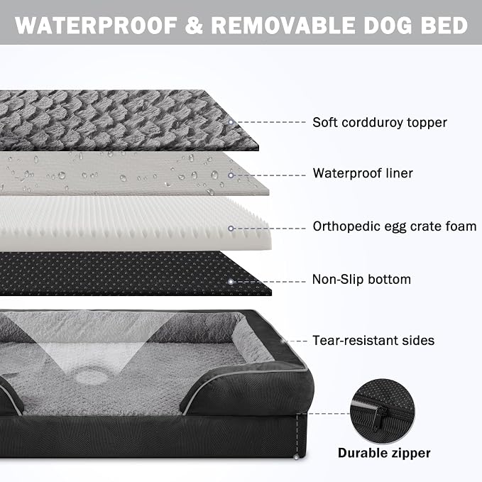 INVENHO Orthopedic Dog Bed for Extra Large Dogs, XXL Egg-Crate Foam Dog Couch - Image 4