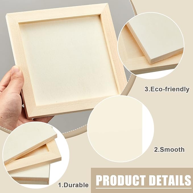 Kathfly 24 Pcs 6x6'' Wood Panel Boards, Unfinished Wood Canvas Panels - Image 3