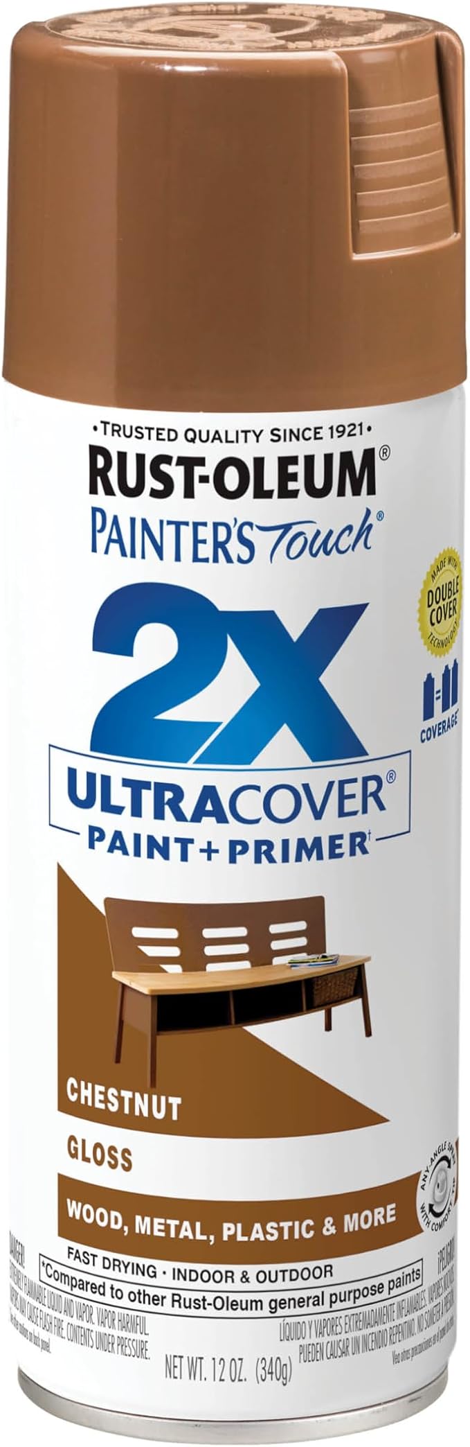 Rust-Oleum Painter's Touch 2X Ultra Cover Spray Paint, Gloss Chestnut | Indoor by Rust-Oleum