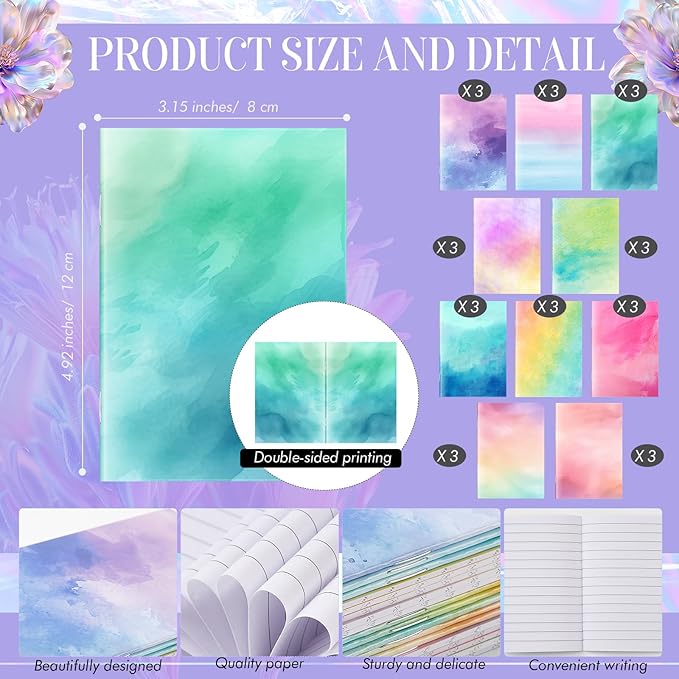 Tenceur 30 Pcs Mini Tie Dye Notebooks Pocket Notepads Bulk Tie Dye Small Memo - Image 2