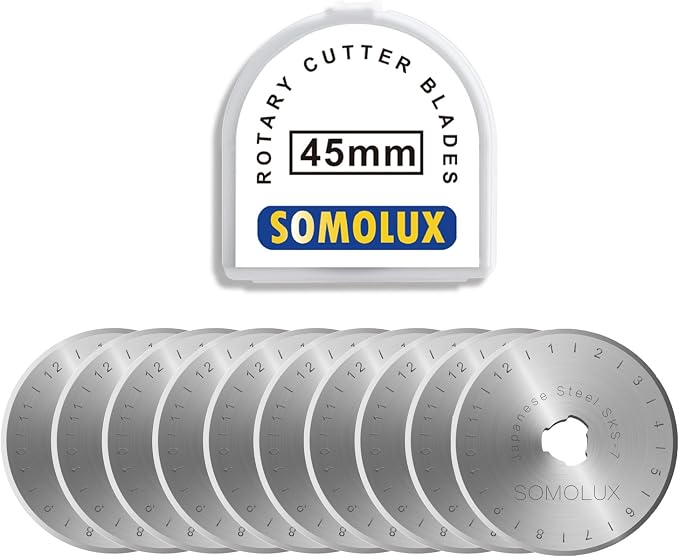 SOMOLUX Rotary Cutter Blades 45mm 10 Pack Refill Fits OLFA, Truecut Replacement by SOMOLUX