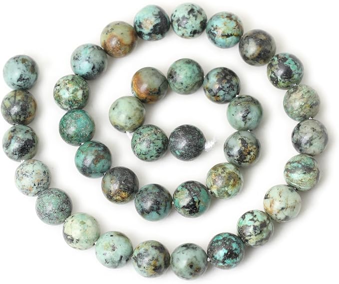 35PCS 10mm Natural African Turquoise Stone Gemstone Round Loose Beads - Image 2