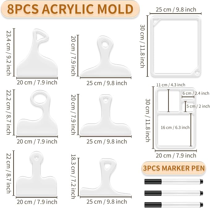 8PCS Router Templates for Woodworking 6 Acrylic Charcuterie Board Handle - Image 2