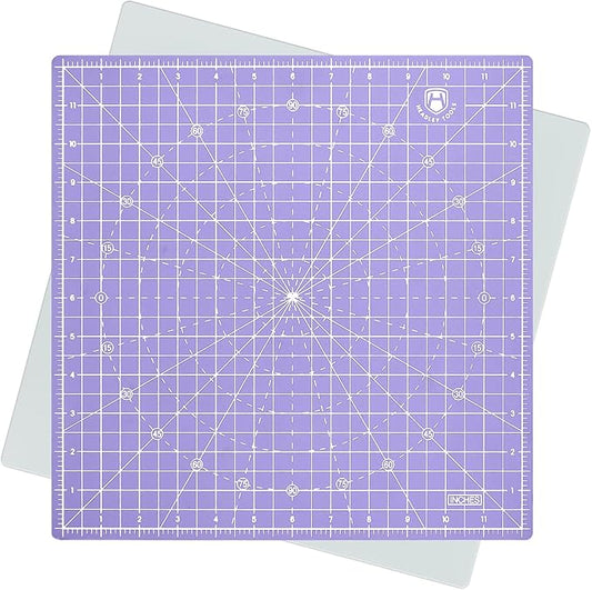Headley Tools 12"x12" Rotating Cutting Mat, Self Healing Mat with 360-Degree Rotation & Anti-Slip Base, Sewing Board Cutting Mat Perfect for Fabric Quilting Leather Hobby Project, Purple