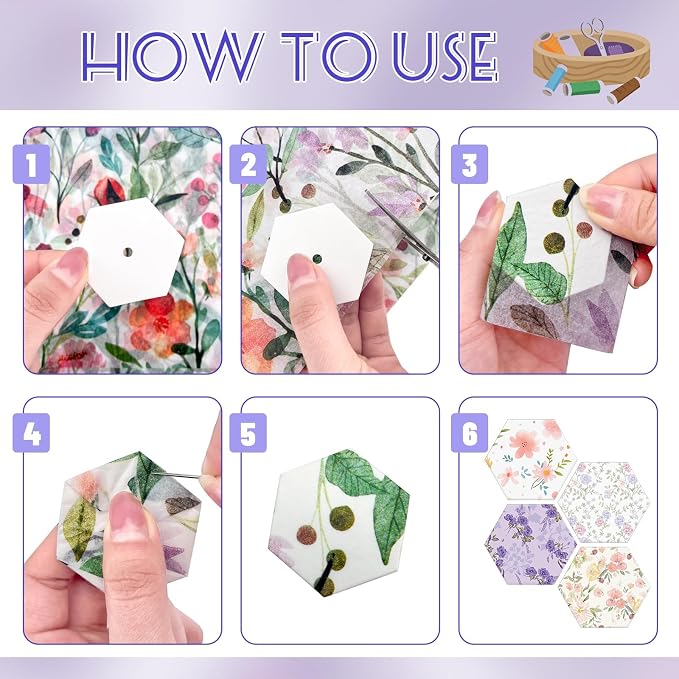 500 PCS Hexagon Piecing Paper Templates, Quilting Templates Accessories - Image 4