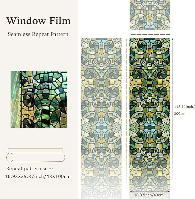 funlife Original Hand-Drawn Stained Glass Window Film, Reusable Double-Sided - Image 3