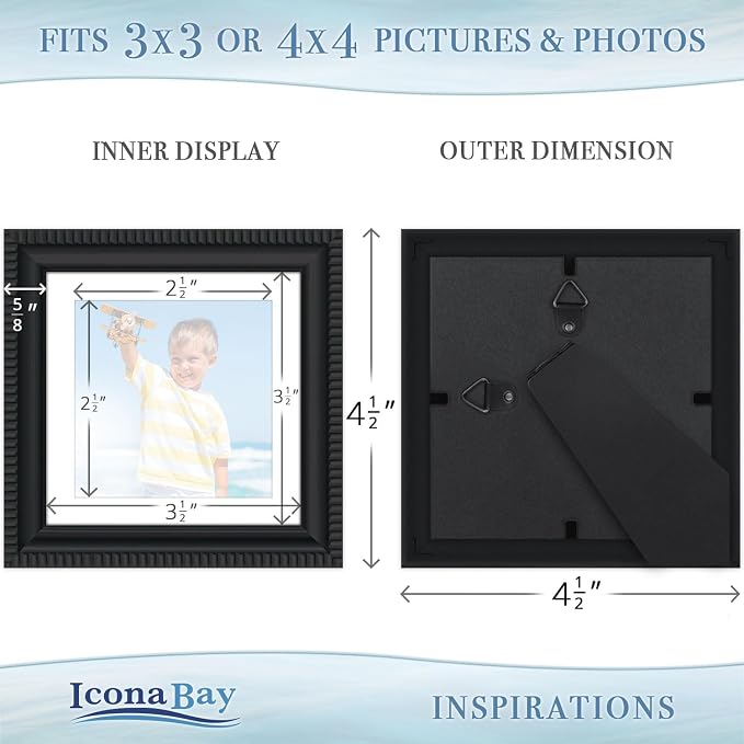 4x4 Picture Frames with 3x3 Mat, 6 Pack, Contemporary, Inspirations | These - Image 3