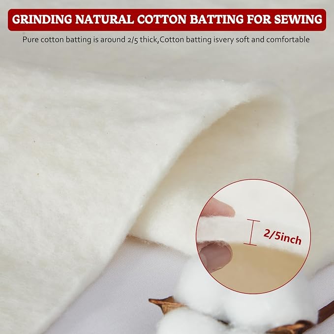 RRKTP Cotton Batting for Quilting，200 g/m² Lightweight Quilt Batting King - Image 2