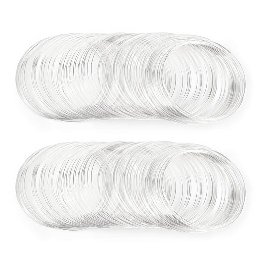 200 Loops Memory Steel Wire for Jewelry Making Supplies, 0.6mm Bangle Bracelet Wire Memory Beading Wire for Art Creation Necklace DIY Crafts Making (Silver)
