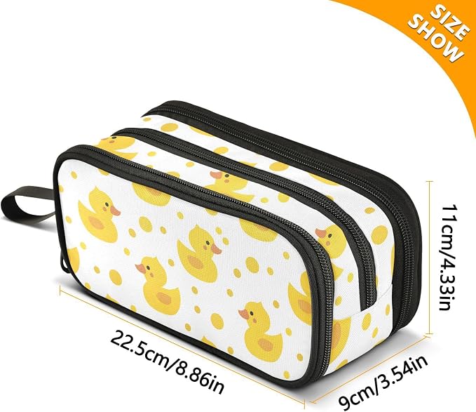 Cute Yellow Ducks Pencil Case Box Boys Girls Large Pencil Pouch Zipper - Image 7