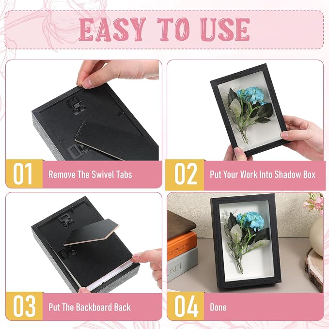 8 Pcs Shadow Box Frame, 4 x 6 Inch 3D Shadow Boxes Display Cases 1.2in Depth - Image 4