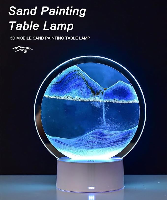 Moving Sand Art Lamp, 3DMoving Sand Art, Quicksand Bedside Lamp, Creative Glass - Image 2