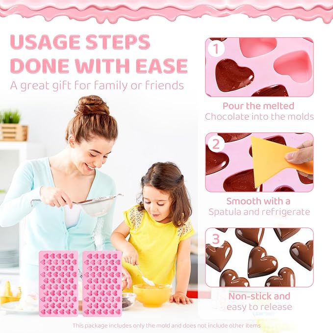 2PCS Silicone Molds for Chocolate, Heart Molds, Reusable Candy Molds - Image 4