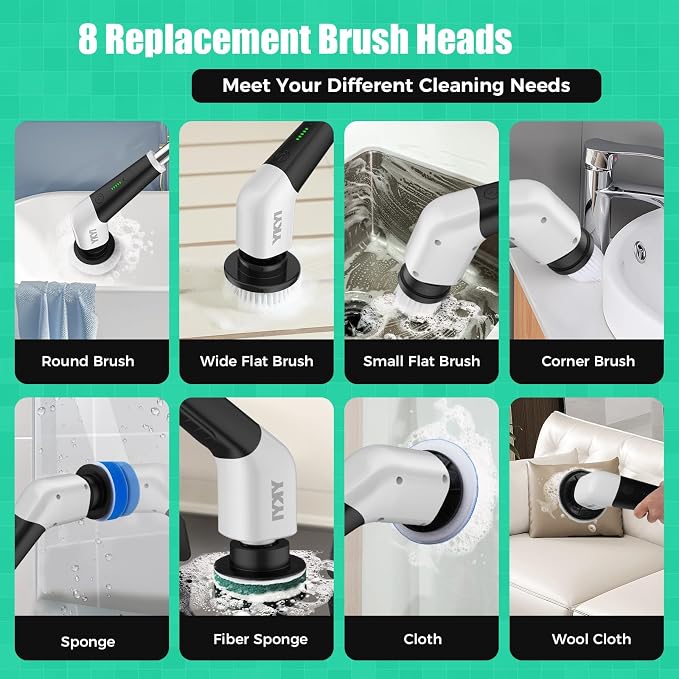 YKYI Electric Spin Scrubber, Cordless Power Scrubber Cleaning Tool - Image 6
