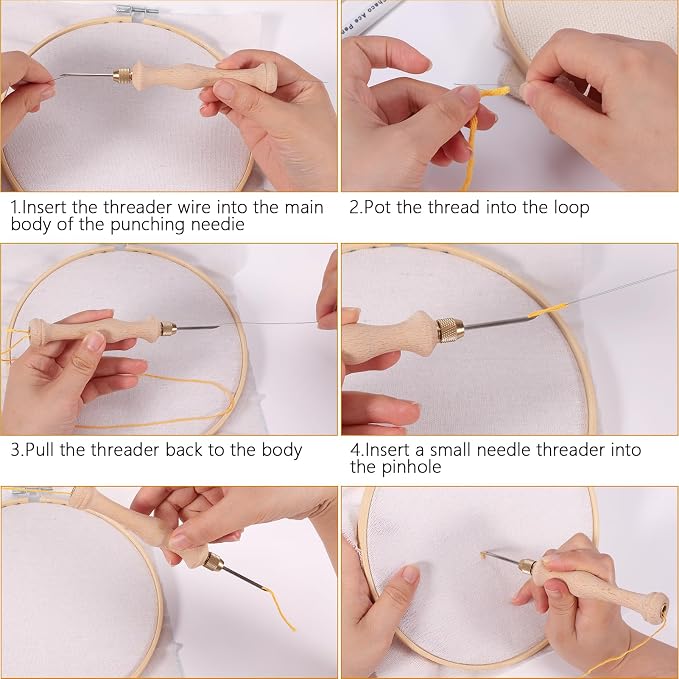Pllieay Punch Needle, Wooden Punch Needle Tool, Adjustable Embroidery Punch - Image 5