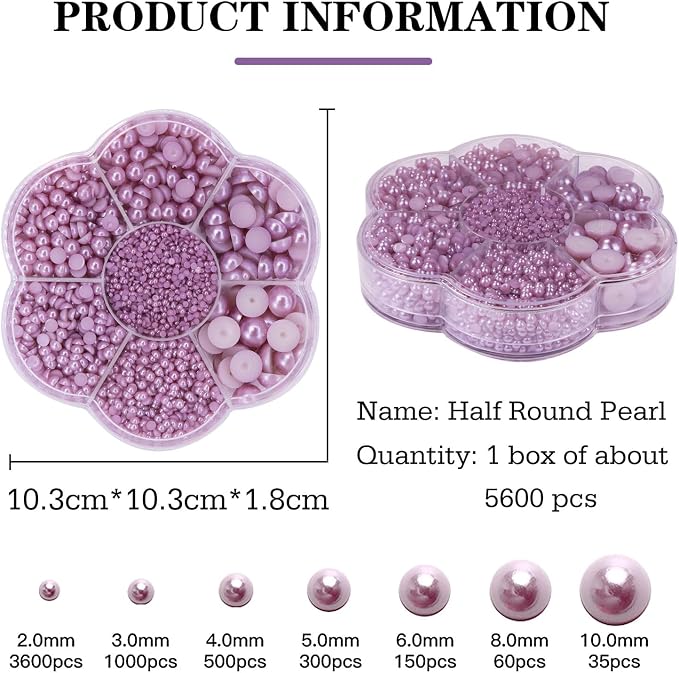 5600PCS Half Round Pearls Flatback Imitation Pearls - Image 2