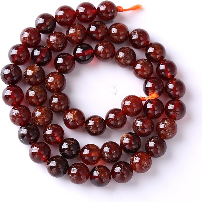 10MM 36PCS Natural Orange Garnet Beads Round Loose Beads for Jewelry Making DIY Necklace Accessories Energy Crystal Healing Power Bracelet