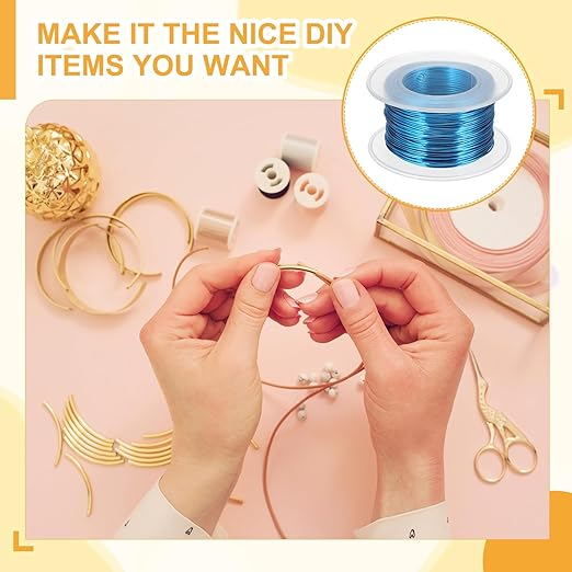 uxcell 20 Gauge / 0.8mm Anodized Aluminum Wire for Jewelry Craft Making, 102 Feet Bendable Flexible Wire for DIY Home Decor Gardening Sculpture, Blue