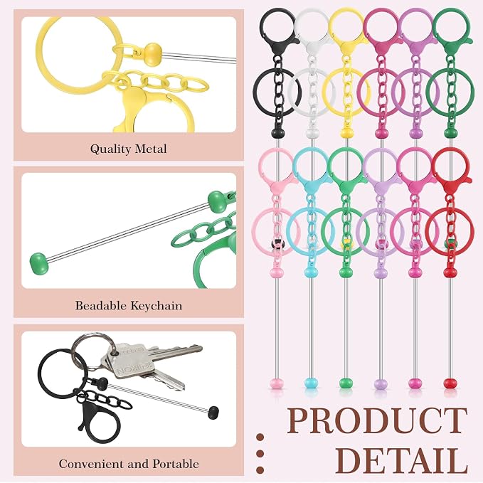 Tondiamo 24 Pcs Beadable Keychain Bars Bulk Beads - Image 4