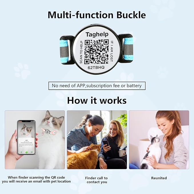 Reflective AirTag Cat Collar, TAGHELP Integrated Air Tag Cat Collar - Image 4
