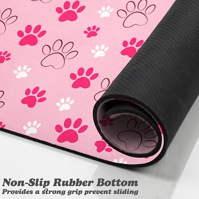 Dog Food Mat, Absorbent Water Bowl Mats Cat Pet Feeding Placemats Pink 16 * 24 - Image 3