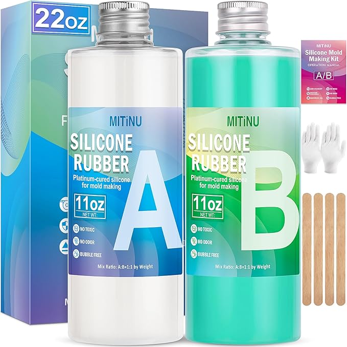 22 oz Liquid Silicone Mold Making Kit, 15A Mold Making Liquid Silicone Rubber, Volume Ratio 1:1, Color Jade Green, Suitable for Making Silicone Molds for Resin, Soap, Concrete, Wax