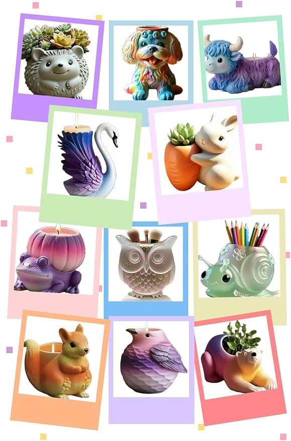 Animal Resin Molds Silicone 3D Cute Teddy Dog Epoxy Resin Plaster Candle Holder Wax Molds for Candle Making, Art Crafts DIY Unique Display Home Decor