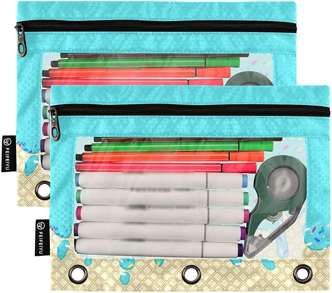 Custom Teal Blue Ice Cream Print Pencil Pouch - Image 2
