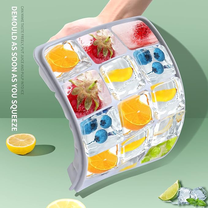 Tvmania Ice Cube Trays Set of 2, 15-Cube Silicone Molds - Image 5