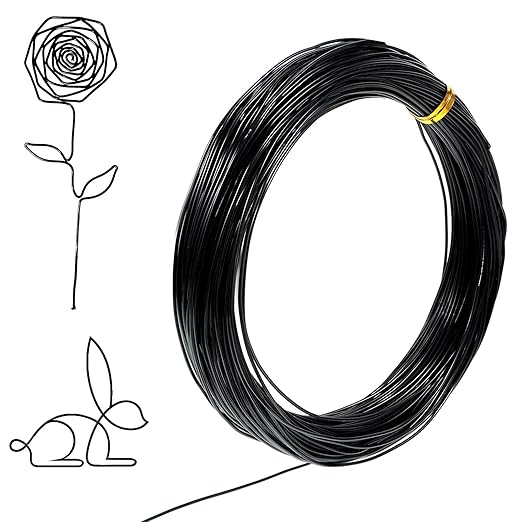 98 Feet Black Craft Wire Bendable, 1mm 18 Gauge Wire for Jewelry Making, Aluminum Sculpting Black Floral Wires for Crafts, Jewelry, Beading, Wreath Making