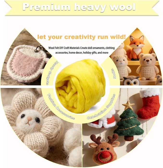 Wool Roving-3.5oz Needle Felting Wool, Soft Multi-Color Wool Fiber, Perfect - Image 3