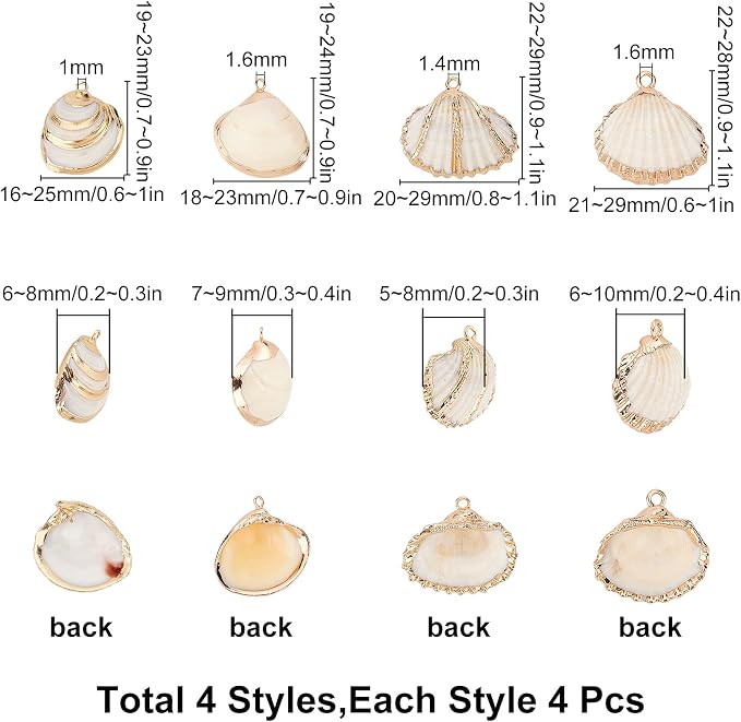 SUNNYCLUE 1 Box 16Pcs Seashell Charms Oval Ocean Beach Spiral Connectors - Image 2