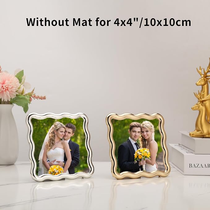High-End Gold 4x4'' Square Zinc Alloy Picture Frames, - Image 5