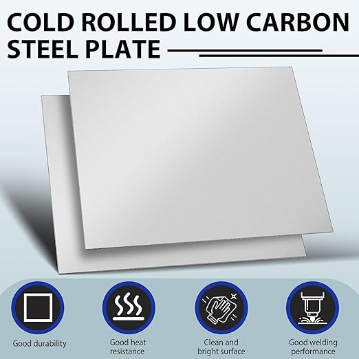 2 Pcs 16 Gauge Metal Steel Sheet 12 x 9 in Mild Cold Rolled Plate 0.06 in (1.5mm) Thick Weldable Carbon Square Metal Panels for Outside Industrial DIY Use Projects Weld Accessories