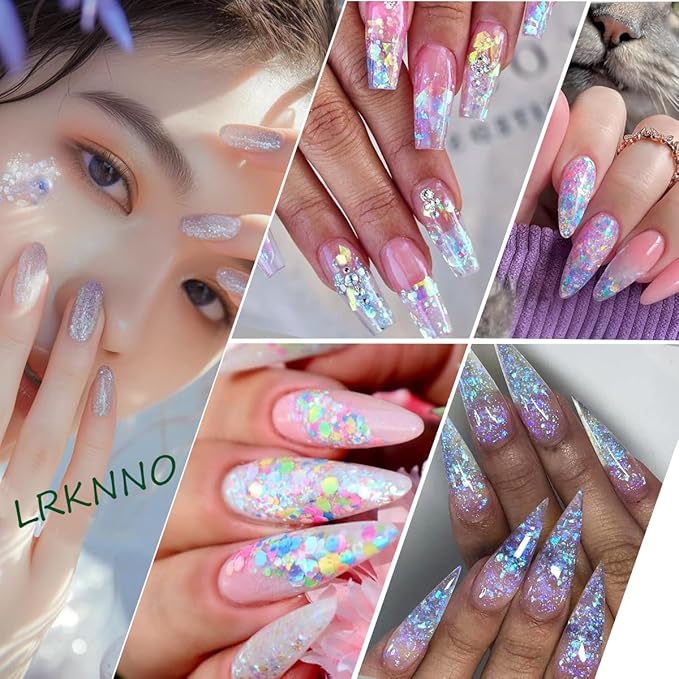 12 Colors Irregular Ice Nail Art Glitter Sequins 3D Holographic Mermaid Flakes Chameleon Confetti Iridescent Chunky Glitter for Face Make-Up Beauty Decorations