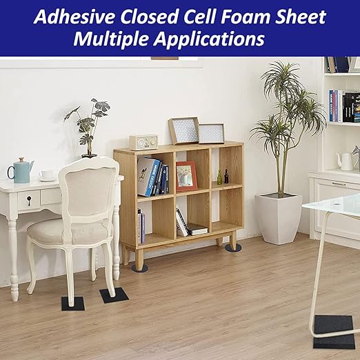 Foam Padding Sheets with Adhesive Backing - Self Stick Neoprene Insulation Foam,22PCS 1/16 Inch Thick X 4 Inch Long X 4 Inch Wide - Closed Cell Foam Sheet Square Pad