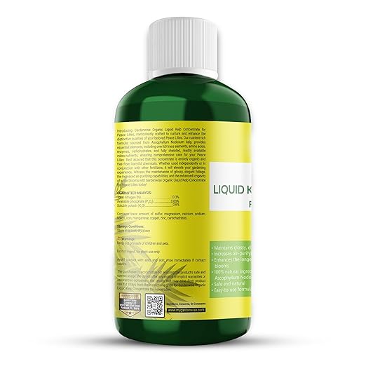 Organic Premium Kelp Seaweed Fertilizer for Peace Llily - Liquid Plant Food - Nutrient-Rich Soil Enhancer - Natural Plant Food for Spathiphyllum (32 OZ)