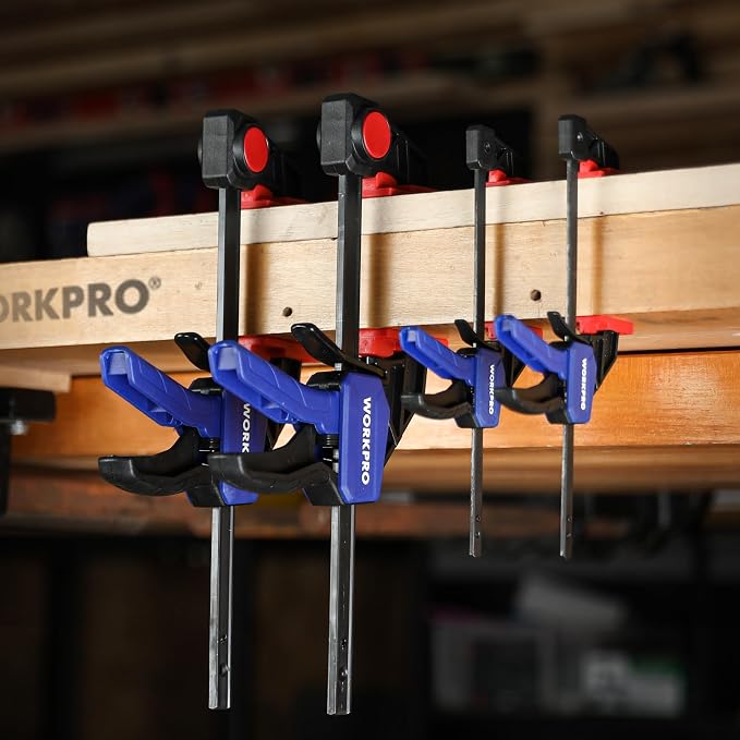 WORKPRO Mini Bar Clamps for Woodworking, 4-Piece One-Handed Clamp/Spreader - Image 9