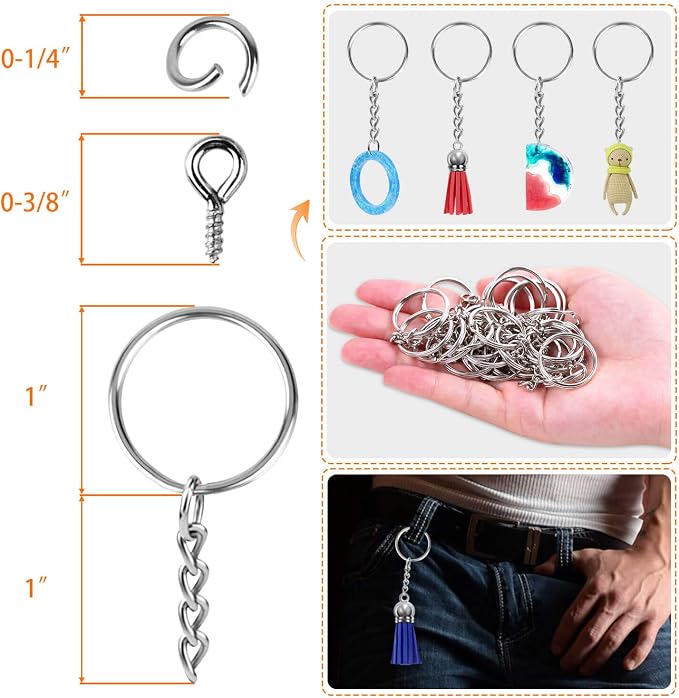 Keychain Rings for Crafts, Flasoo 360Pcs Keychains for Resin Include Key Rings - Image 3