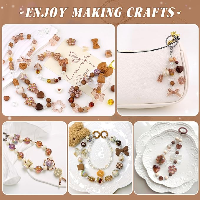 200-260PCS TINKRSTUFF Assorted Brown Acrylic Beads - Image 5