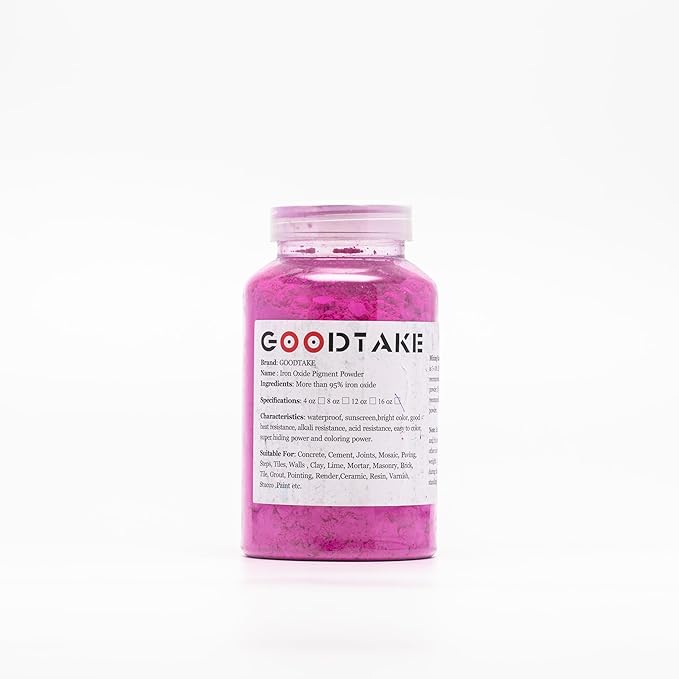 GOODTAKE Concrete Pigment, Rose Red Iron Oxide Pigment Powder, Concrete Cement Dye Color Pigment for Pastel Tile Paint Concrete Cement Mortar Grout (Rose Red, 2 Pounds)