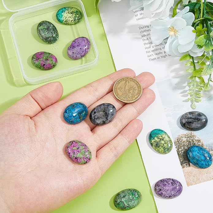 SUPERFINDINGS 12Pcs 6 Styles Jasper Oval Gemstone Cabochons Semi-Precious - Image 3