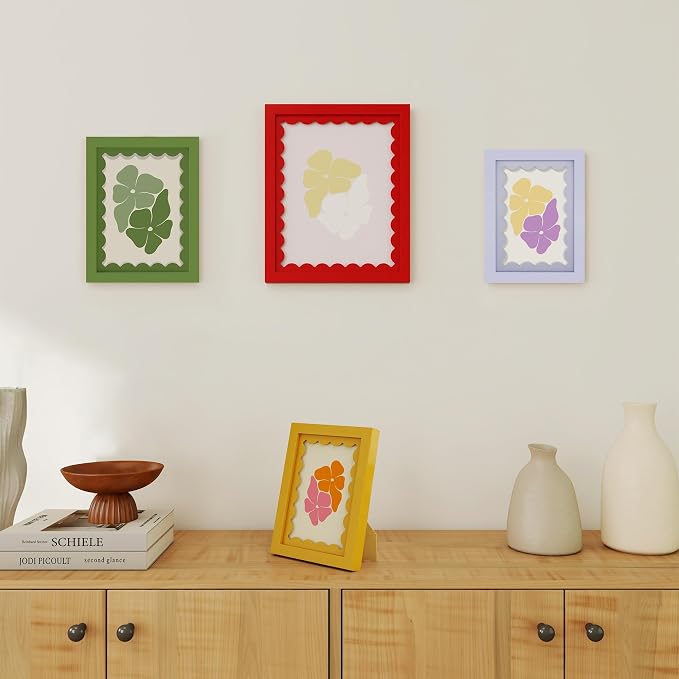 11x14 Picture Frame with Wavy Mat, Wooden Real Glass 11 x 14 Photo Frame - Image 7