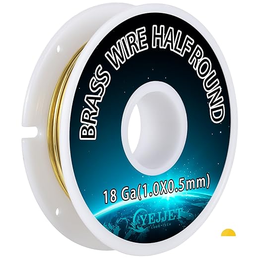 Half Round Brass Wire 18 Gauge 1.02x0.51mm Jewelry Craft Wire - 1.3 oz 31 Feet for Metal Working, Beading Supplies